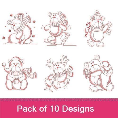 Redwork Christmas Bear