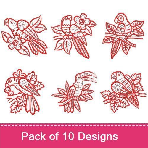Redwork Tropical Birds