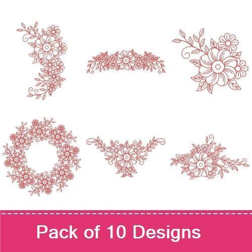 Redwork Heirloom Flowers