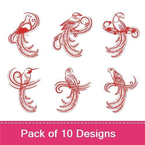 Redwork Birds