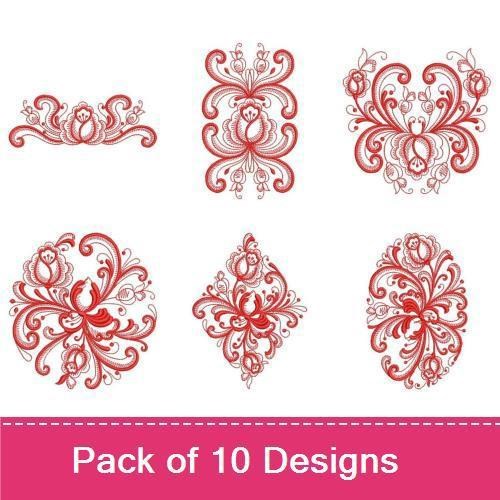 Redwork Rosemaling Roses