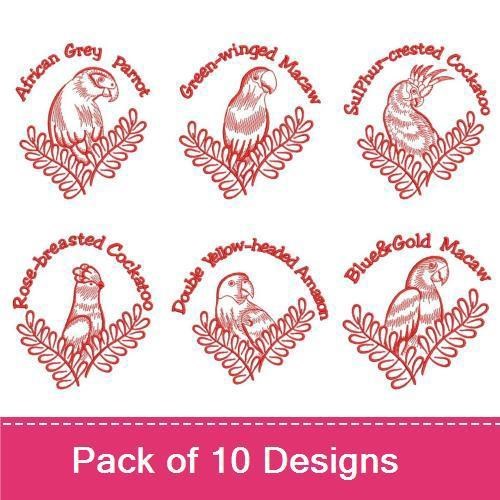Redwork Parrots 1