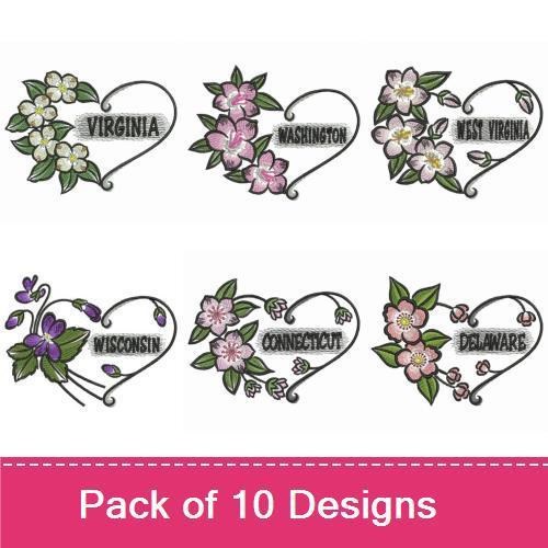 US State Flower Hearts 5