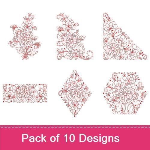 Redwork Rosemaling Flowers 1