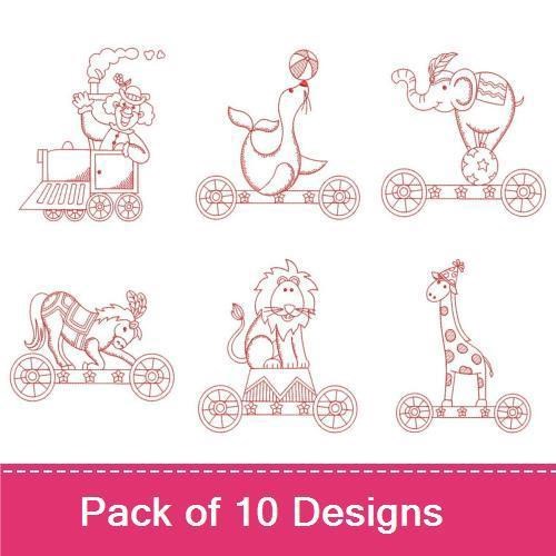 Cute Circus Animal Ride-On Embroidery Bundle – Fun Designs (10 Designs)
