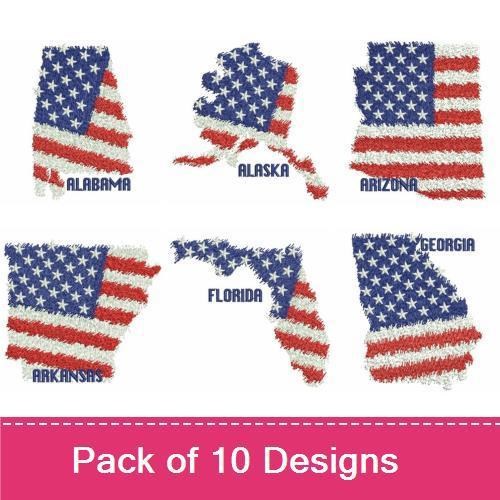 Patriotic US States Map 1