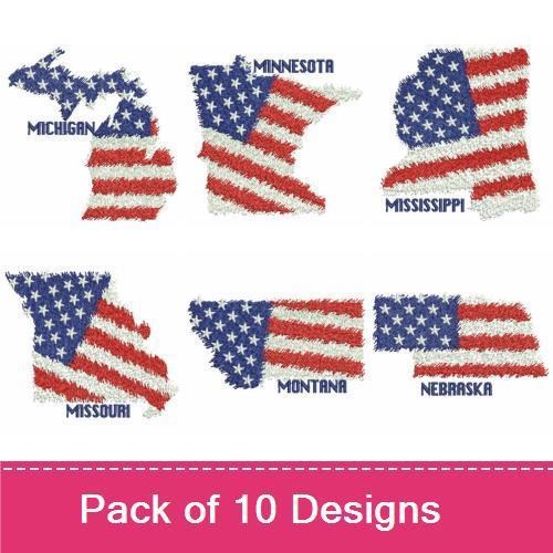 Patriotic US States Map 3