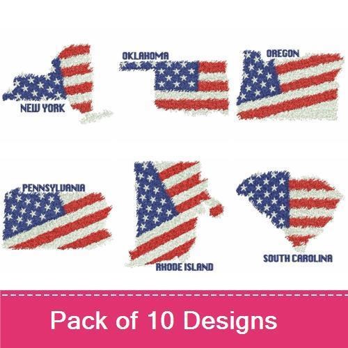 Patriotic US States Map 4