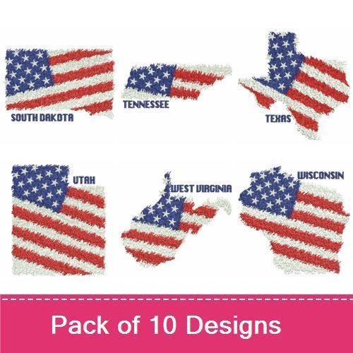 Patriotic US States Map 5