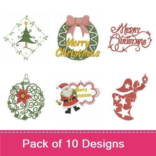 Classic Christmas Embroidery Bundle – Christmas Tree, Wreath, Ornament & More (10 Designs)
