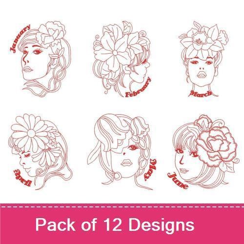 Redwork Monthly Beauty