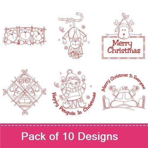 Redwork Christmas Animals