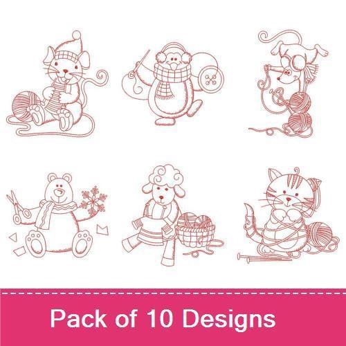 Redwork Crafty Critters