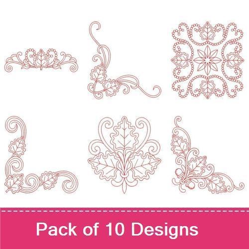 Redwork Leaves Decor