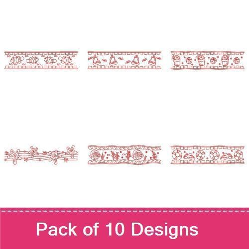 Redwork Summer Borders 2