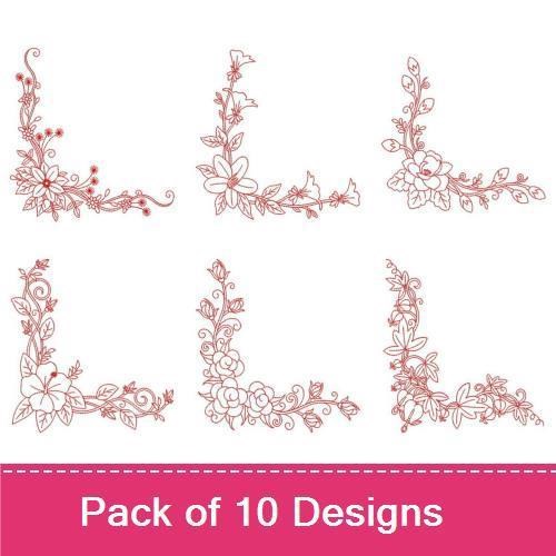 Redwork Flower Corners
