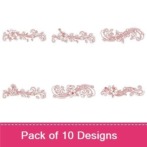 Redwork Flying Petal Borders