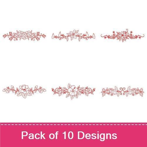 Redwork Flower Borders
