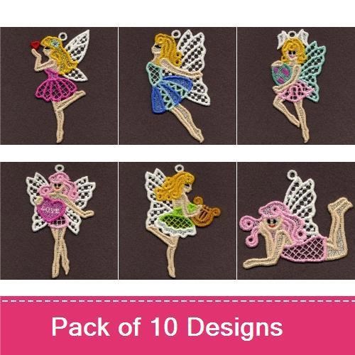 FSL Fairy Embroidery Bundle – Fairy with Rose, Dancing Fairy, Fairy with Butterfly & More (10 Designs)