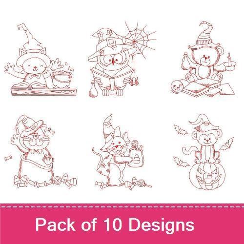 Redwork Halloween Animals