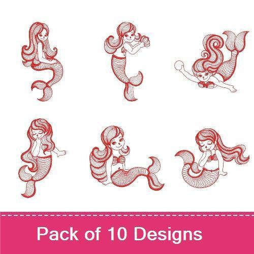 Redwork Little Mermaid
