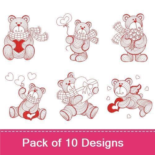 Redwork Rippled Bear