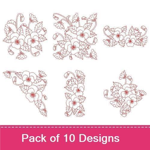 Redwork Heirloom Pansy