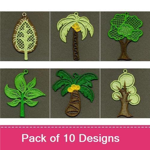 FSL Tropical Tree Embroidery Bundle – Palm Tree, Leafy Tree, Abstract Tree & More (10 Designs)