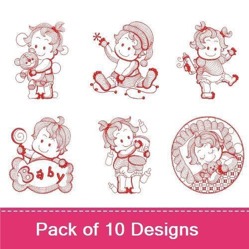 Redwork Lovely Baby