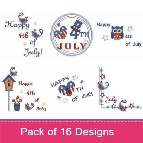 Patriotic Birds & Fireworks Embroidery Designs Bundle – Happy 4th of July, Stars and Stripes Heart & More (16 Designs)