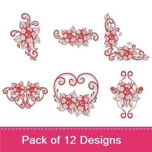 Redwork Rippled Roses