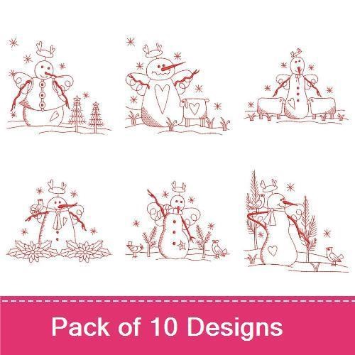 Redwork Country Snowman