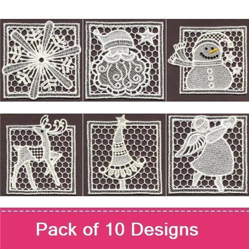FSL Christmas Embroidery Designs Bundle – Santa Claus, Snowman, Reindeer & More (10 Designs)