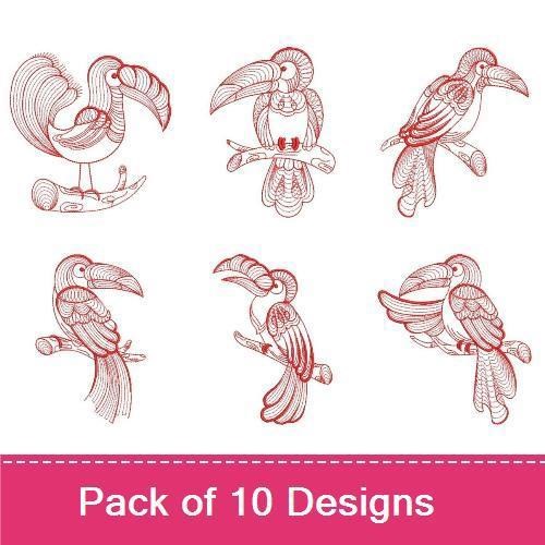 Redwork Fancy Bird