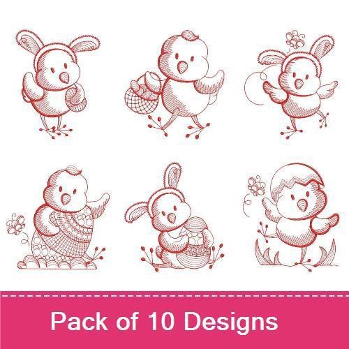Redwork Cute Chick