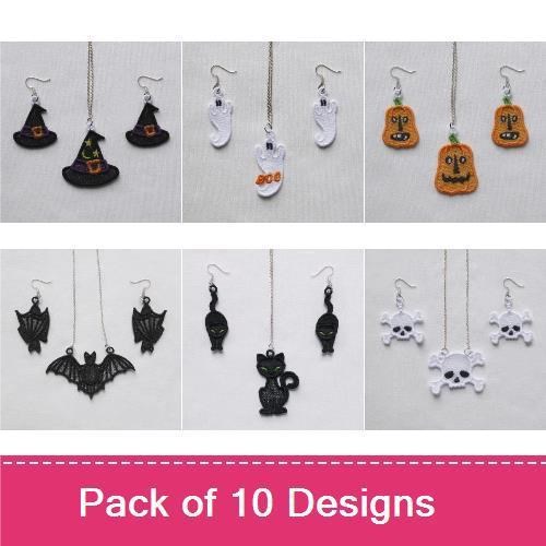 FSL Halloween Embroidery Bundle – Ghost, Spider, Pumpkin, Bat & More (10 Designs)