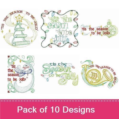 Rippled 'Tis the Season to Be Jolly Embroidery Bundle – Snowman, Christmas Tree, Ornament & More (10 Designs)
