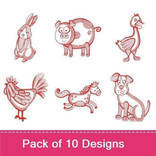 Farm Animal Embroidery Bundle – Cute Designs (10 Designs)