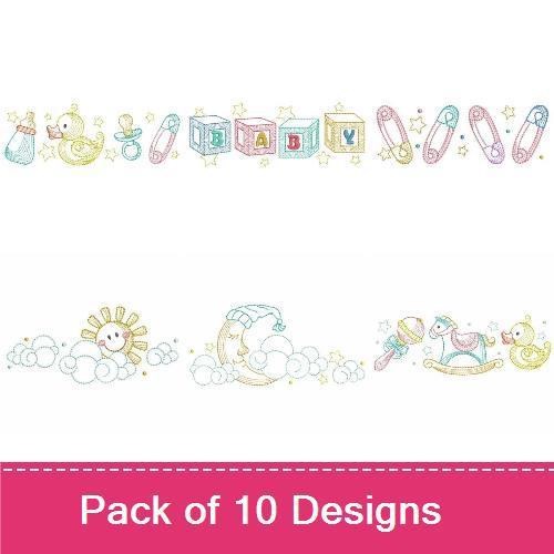 Baby Themed Embroidery Bundle – LOVE with Baby Feet, Baby Bottle, Rubber Duck & More (10 Designs)