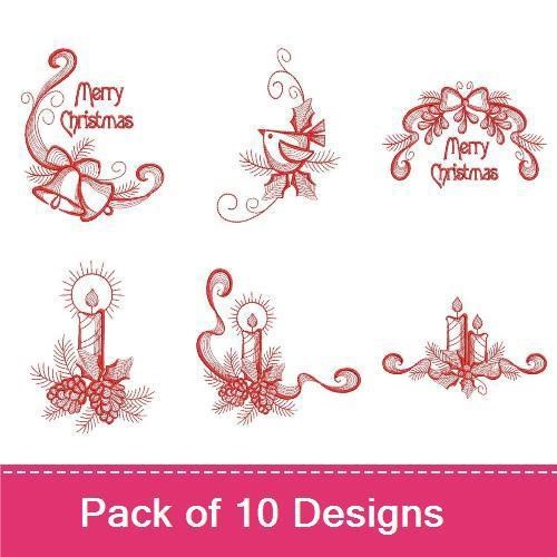 Redwork Rippled Christmas