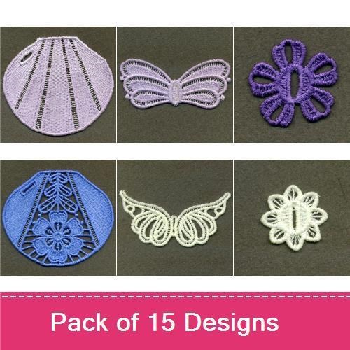 FSL Delicate Lace Embroidery Bundle – Flower, Butterfly, Geometric & More (15 Designs)