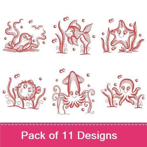 Underwater Friends Embroidery Bundle – Marine Life Designs (11 Designs)