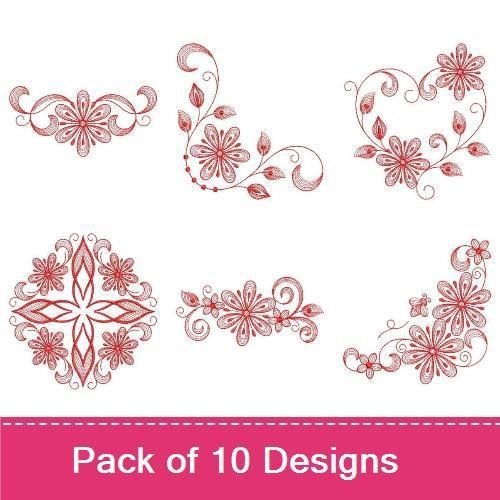 Redwork Flowers