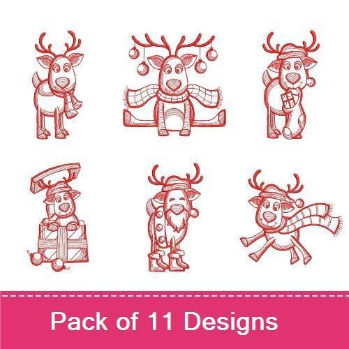 Redwork Reindeer