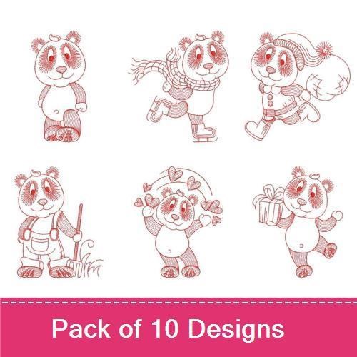 Redwork Cute Panda