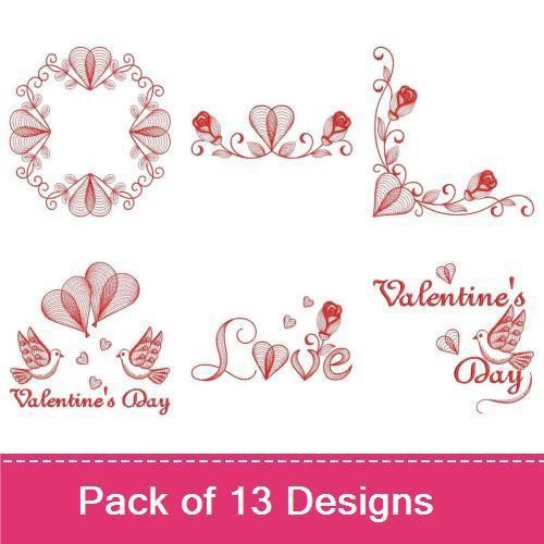 Redwork Valentines Day