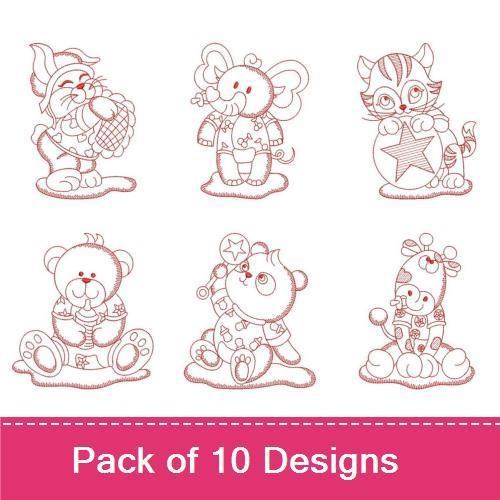 Cute Baby Animals Embroidery Bundle – Teddy Bear & Friends (10 Designs)