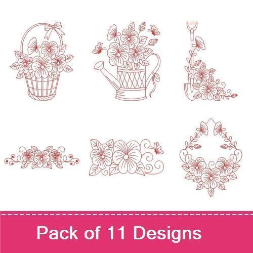 Redwork Pansy