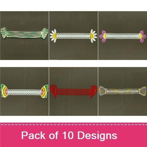 FSL Decorative Banners Embroidery Bundle – Banner with Wings, Floral Banner & More (10 Designs)