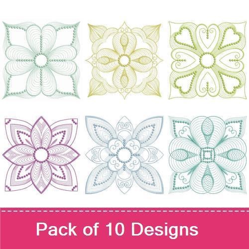 Rippled Floral Mandalas Embroidery Designs Bundle – Floral Mandala 1, Floral Mandala 2, Floral Mandala 3 & More (10 Designs)